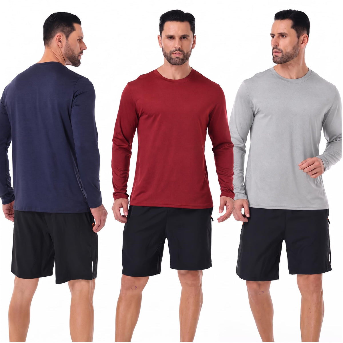 OYGSieg 6/7 Pack Men's Quick Dry Long Sleeve UPF50+ Sun Shirts