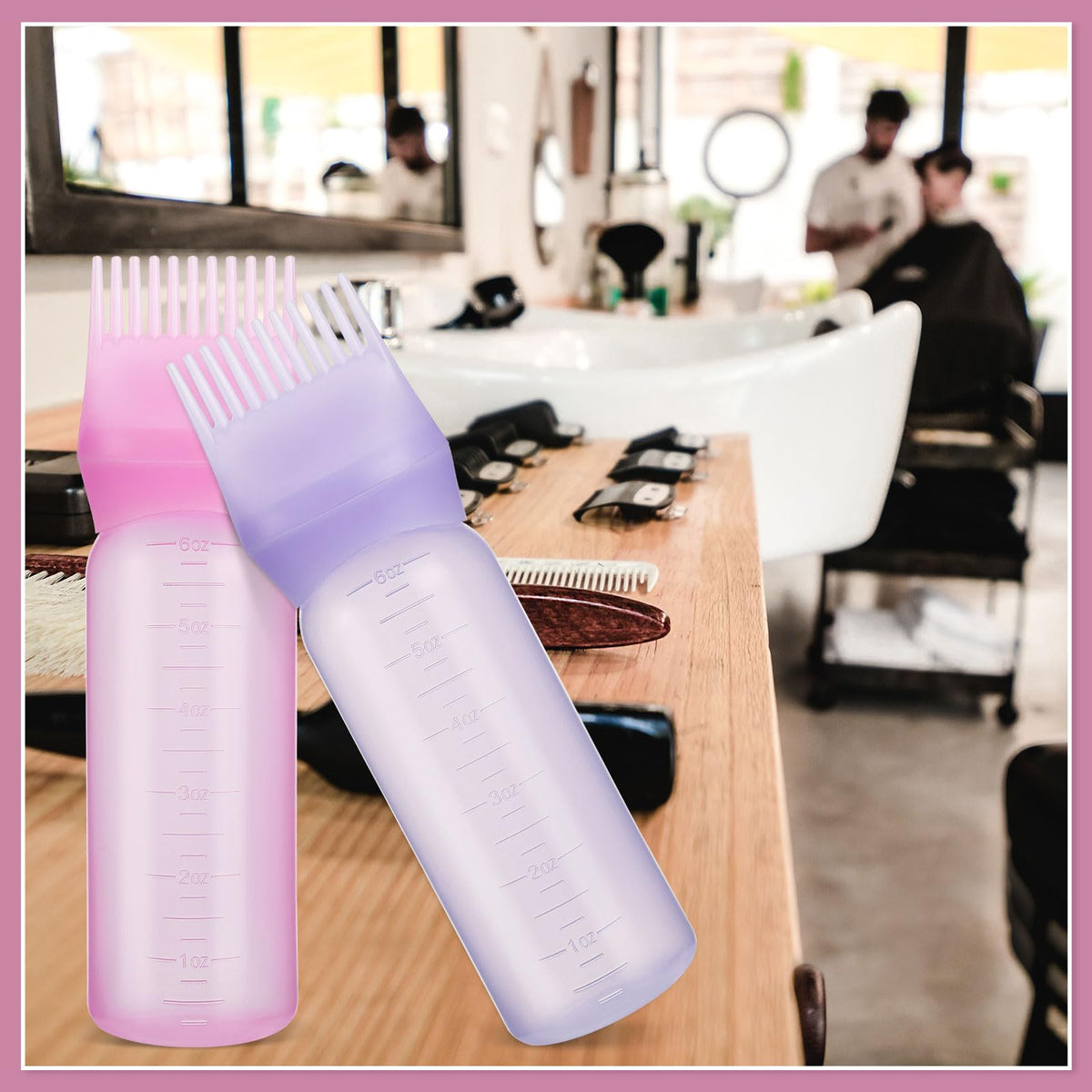 Pimoys 2Pcs 6Oz Root Comb Hair Dye Oil Applicator Bottles For Scalp, Purple