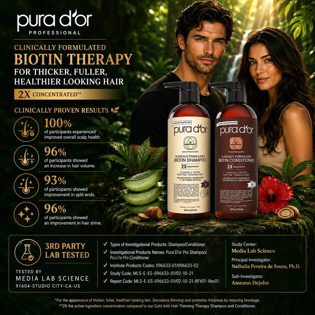 PURA D'OR Apple Cider Vinegar Shampoo & Conditioner Clarifying Set, 16oz x2