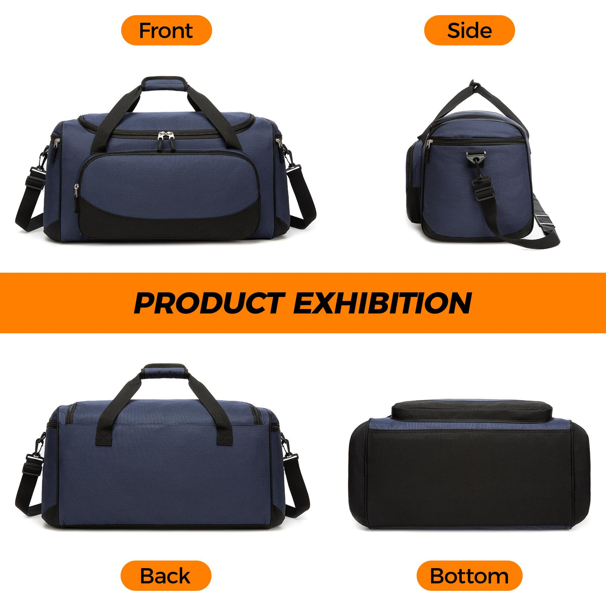 Gym Bag for Men & Women - 50L Large Duffle Bag for Travel, Black