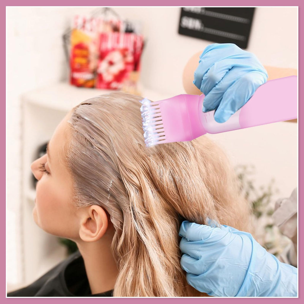 Pimoys 2Pcs 6Oz Root Comb Hair Dye Oil Applicator Bottles For Scalp, Purple