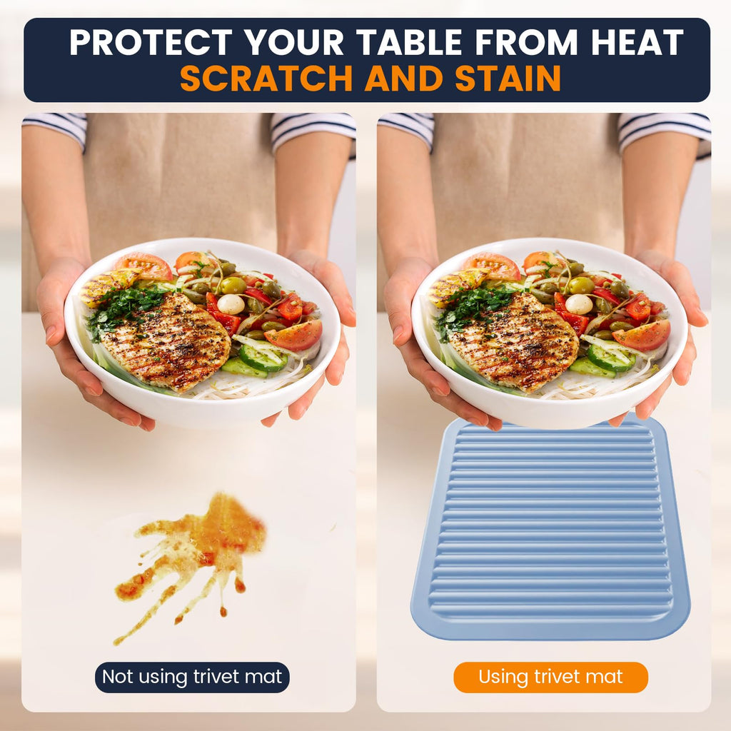 Silicone Trivet Mats 4 Heat Resistant Pot Holders Multipurpose Non-Slip Hot Pads for Kitchen Potholders, Drying mat, Jar Opener, Spoon Holder, Coaster(Dark Grey)