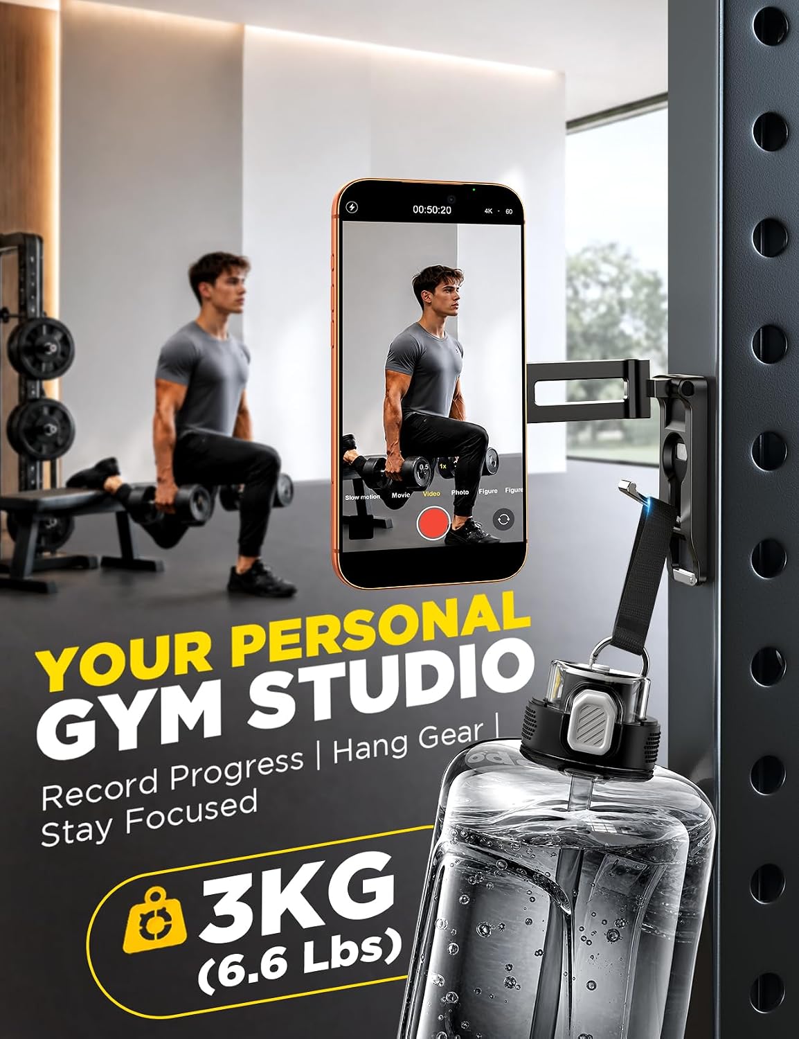 JOYROOM Magnetic Phone Holder for Gym, Dual-Sided 10x N55 Magnets with Hook