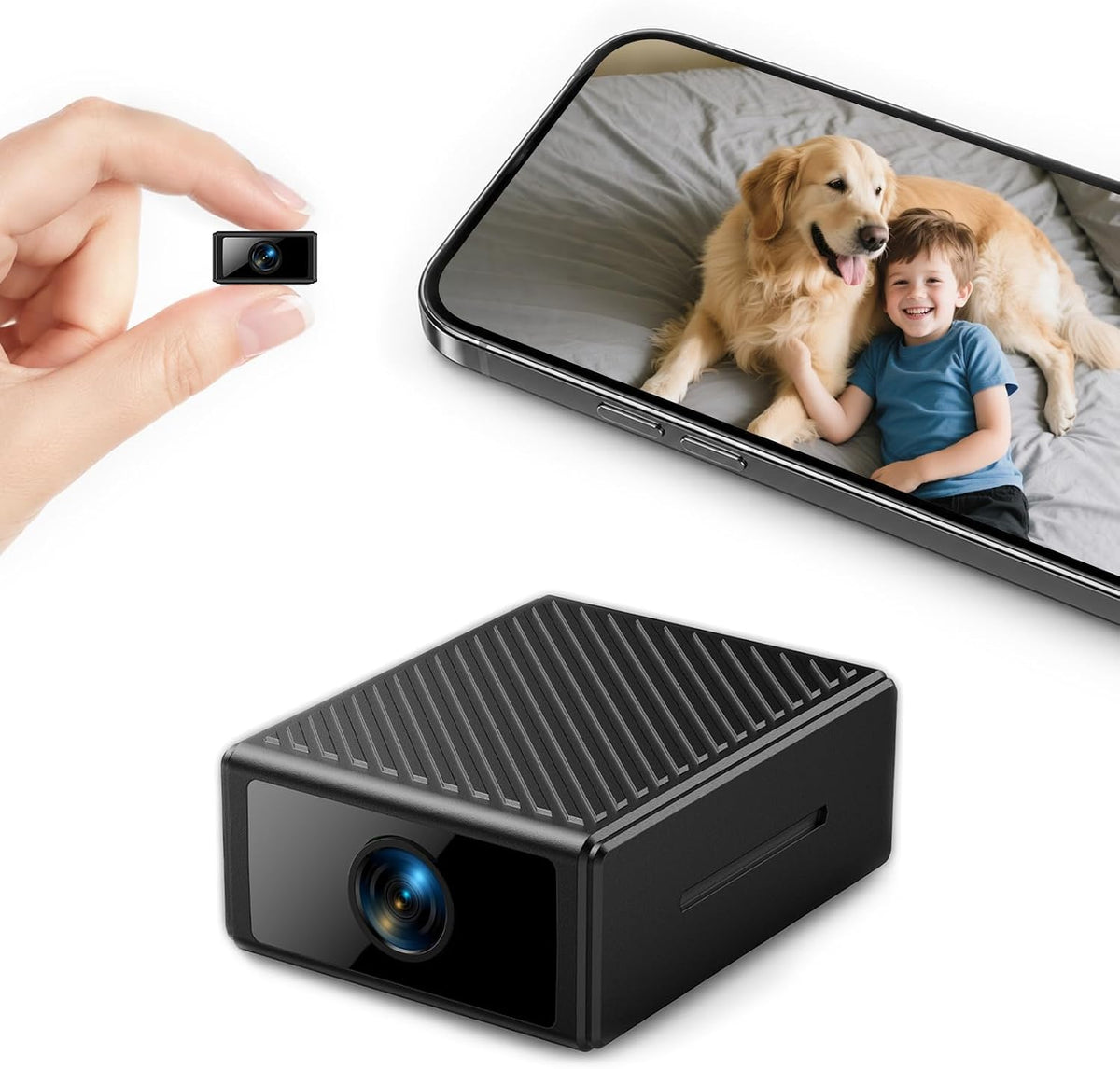 كاميرا مراقبة، كاميرا واي فاي صغيرة 4K مع تحكم في التطبيق، كاميرا منزلية لاسلكية صغيرة قابلة لاعادة الشحن، كشف بشري بالذكاء الاصطناعي، رؤية ليلية تلقائية، تخزين سحابي/SD للاطفال والحيوانات الاليفة