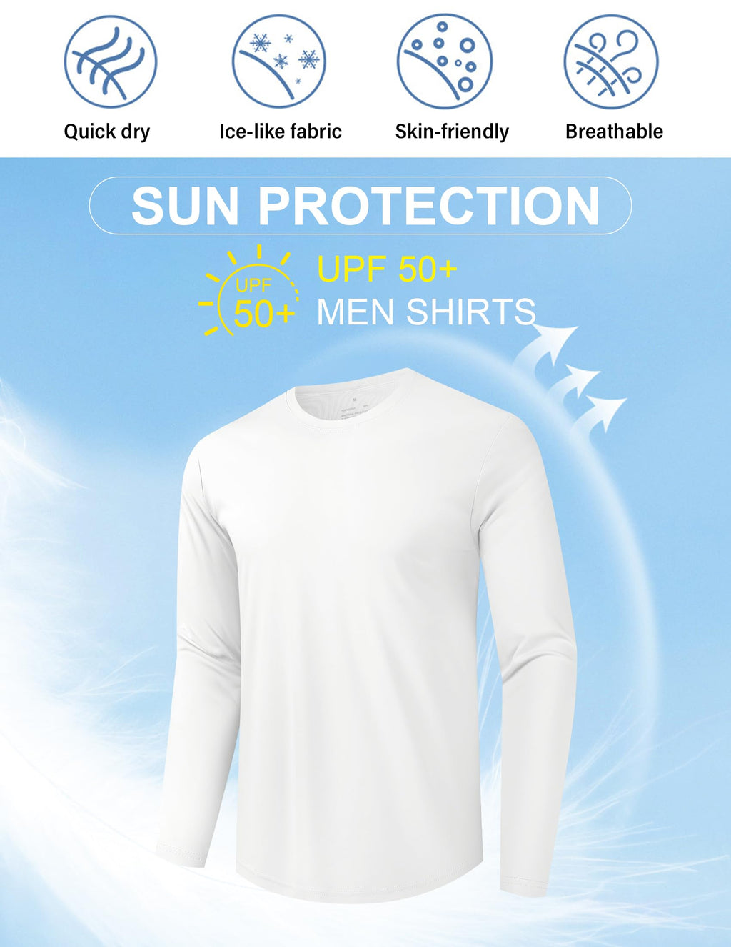 OYGSieg 6/7 Pack Men's Quick Dry Long Sleeve UPF50+ Sun Shirts