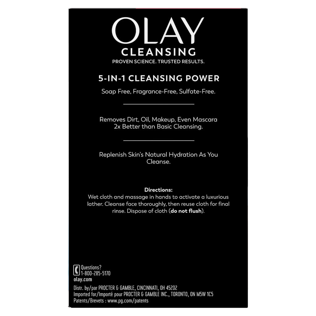 Olay Makeup Remover Wipes, Daily Facials Deep Clean Face Cleanser for Normal to Oily Skin, Alcohol & Fragrance Free, Soft Face Wash Towels, Travel Essentials for Women, Convenient Dry Cloths, 66 ct