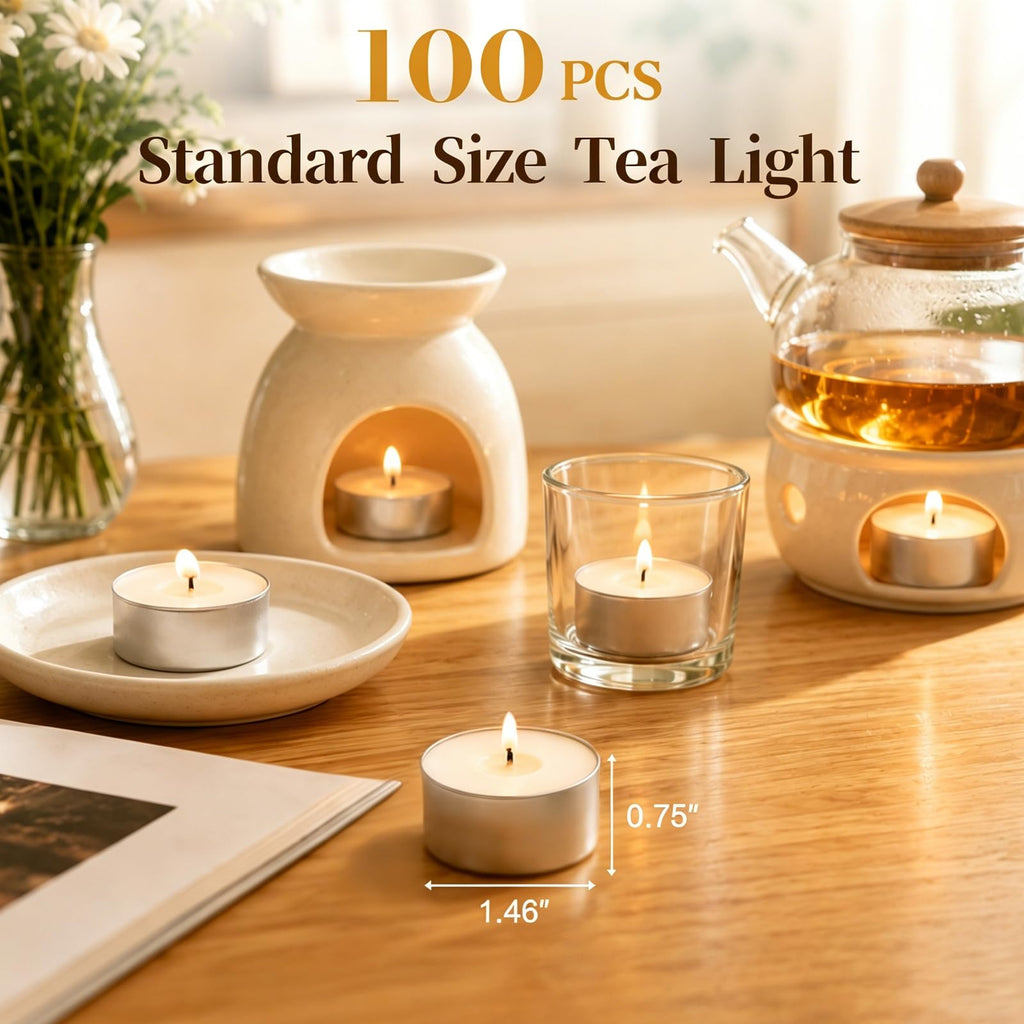 Tea Lights Candles 80 Pack, 4 Hour Palm Wax Tealight Candle Set