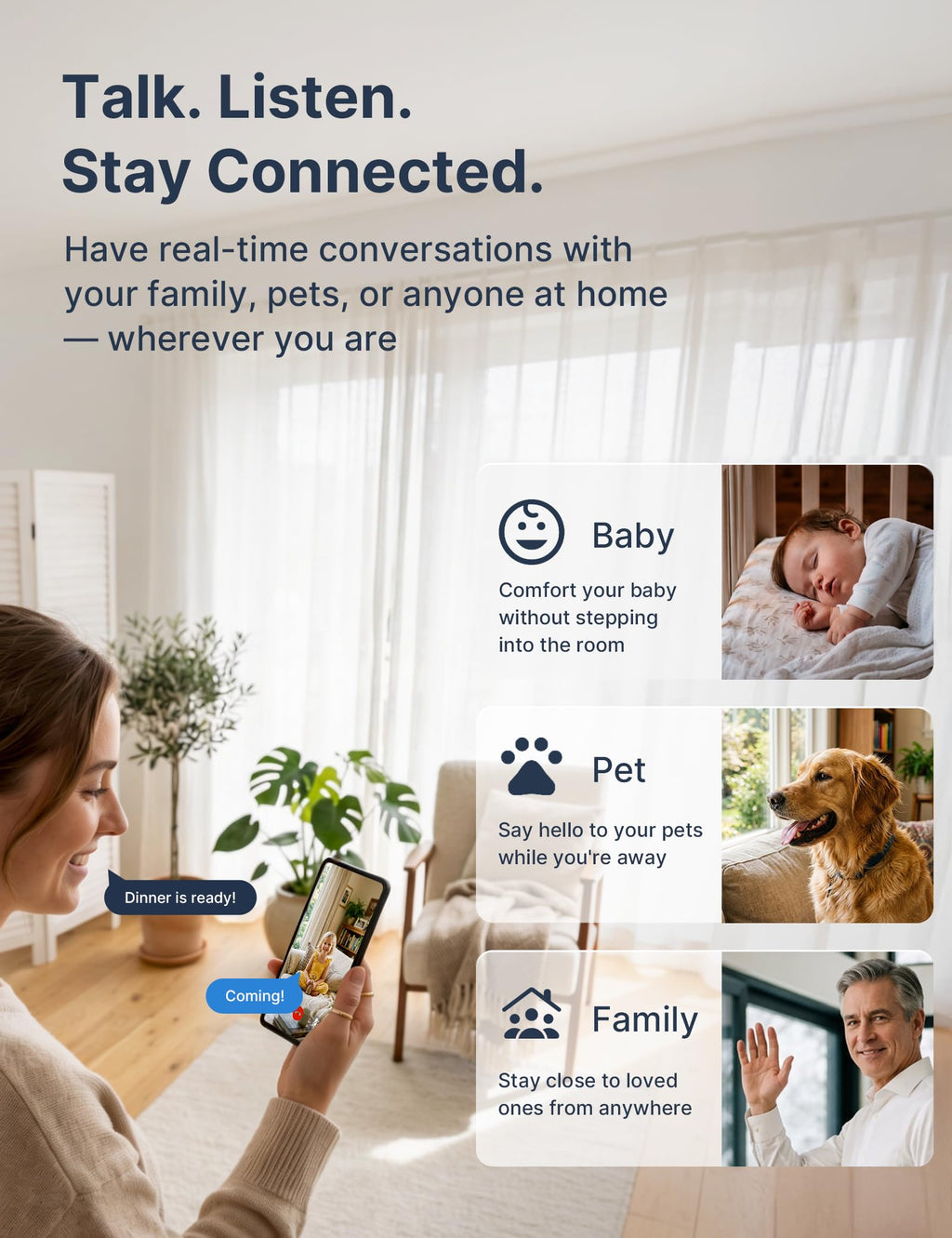 GNCC 2.4GHz Indoor Security Camera for Home, 1080P Baby & Pet Cam, 4-Pack