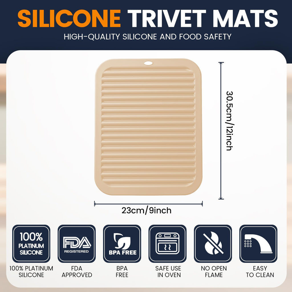 Silicone Trivet Mats 4 Heat Resistant Pot Holders Multipurpose Non-Slip Hot Pads for Kitchen Potholders, Drying mat, Jar Opener, Spoon Holder, Coaster(Dark Grey)
