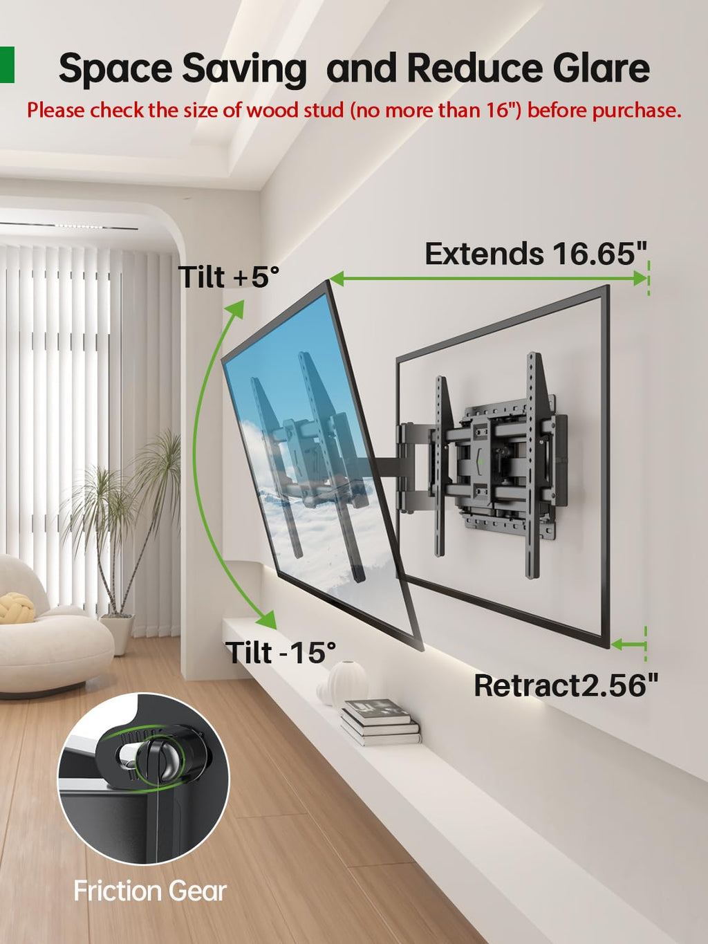 USX MOUNT Full Motion TV Wall Mount for Large TVs 42-97 Inch up to 150 lbs