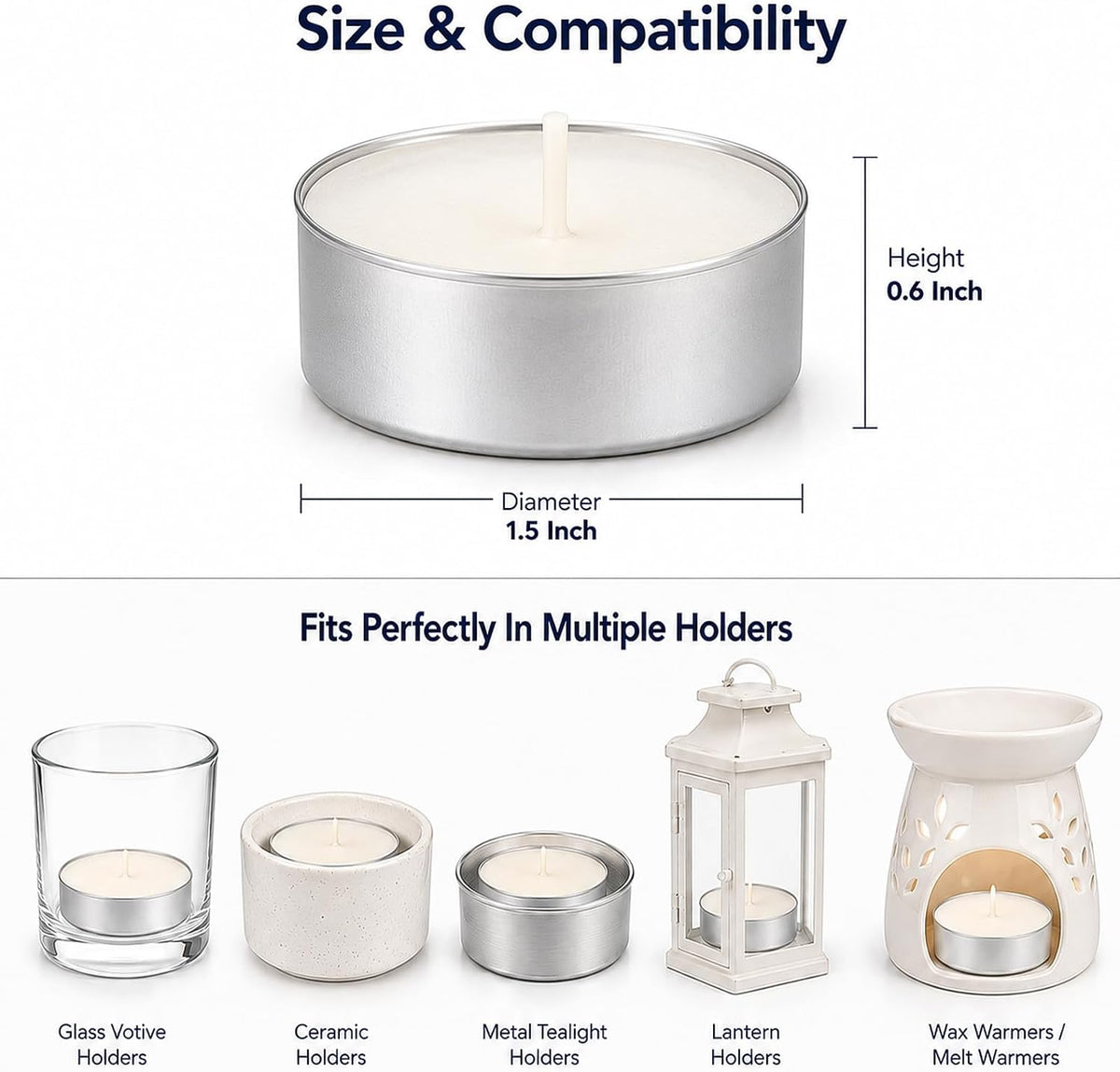 Tea Lights Candles 80 Pack, 4 Hour Palm Wax Tealight Candle Set