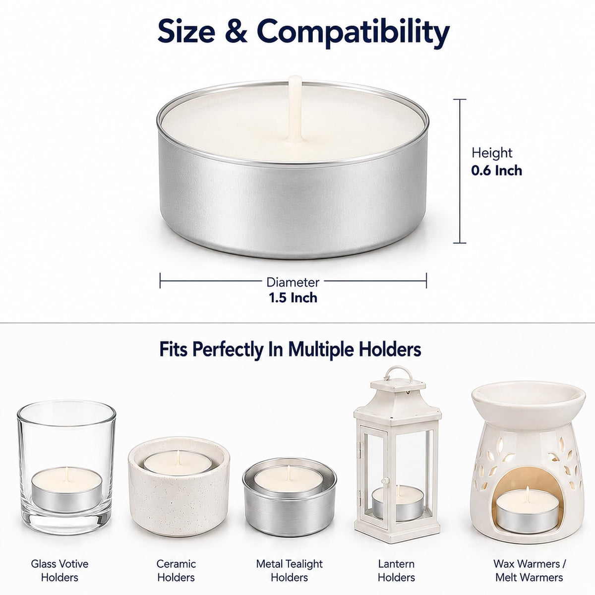 Tea Lights Candles 80 Pack, 4 Hour Palm Wax Tealight Candle Set