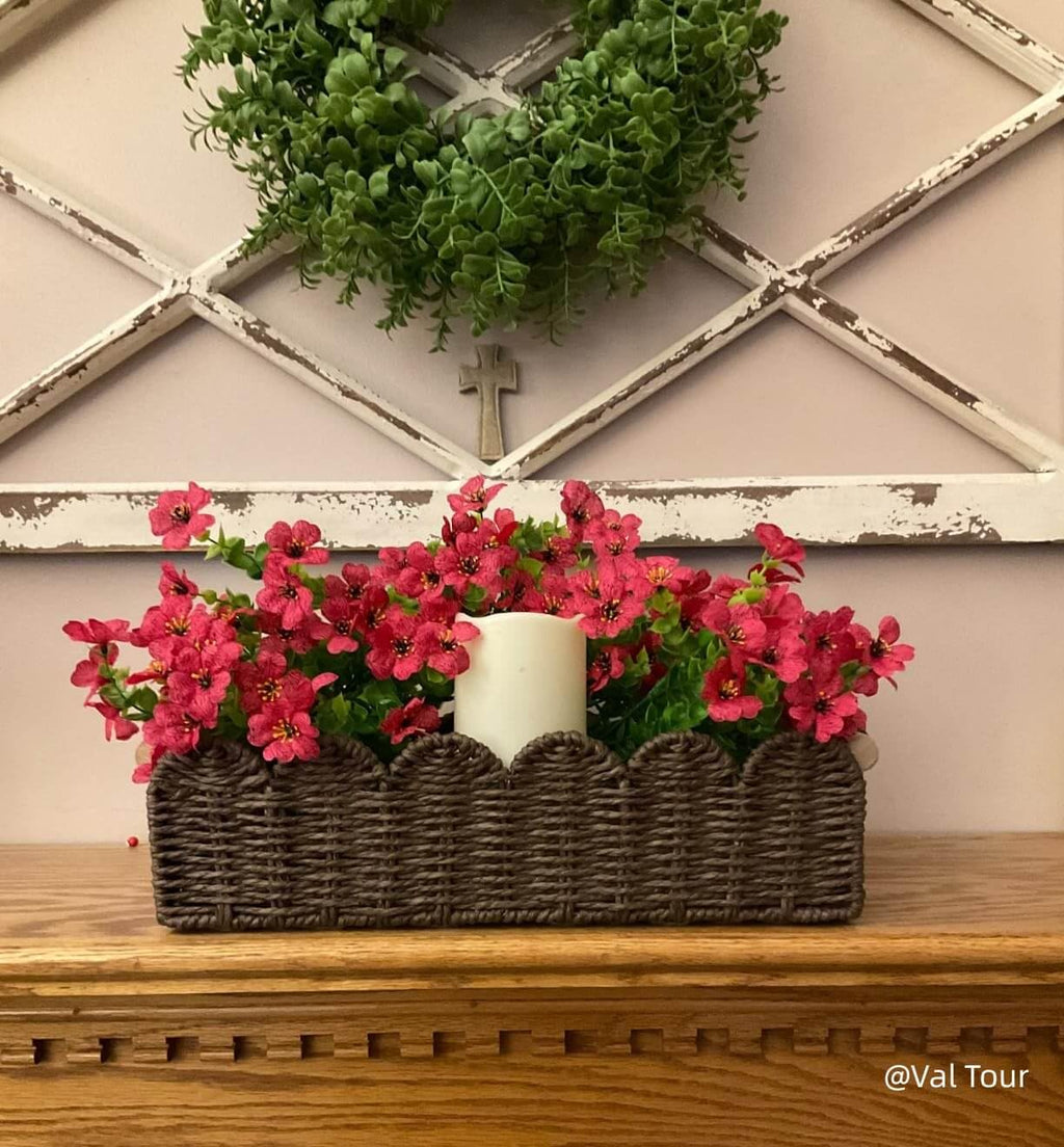 CubesLand Scalloped Toilet Paper Storage Basket W/Handle for Home Decor
