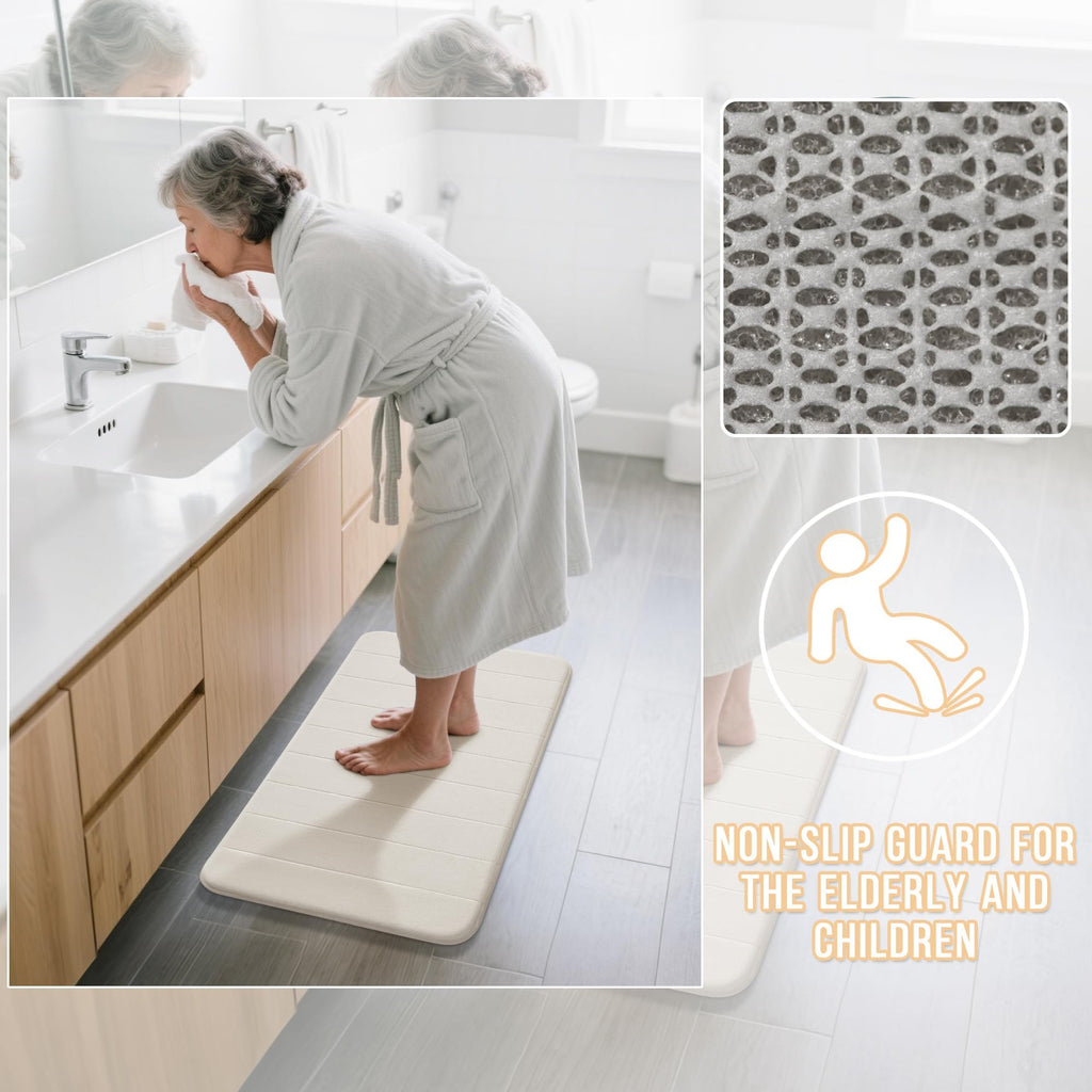 Yimobra Memory Foam Bath Mat Set 3 Pieces- Super Soft Absorbent Quick Dry Bathroom Rug Sets, Machine Washable Non Slip Floor Carpet for Tub Shower, Vanity & Toilet Base, Gray