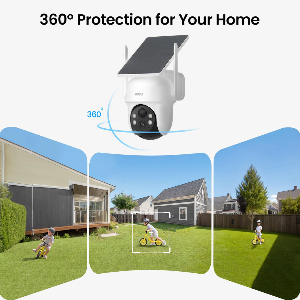 aosu D1 Classic 4-Cam Kit, Security Cameras Wireless Outdoor, Solar Powered