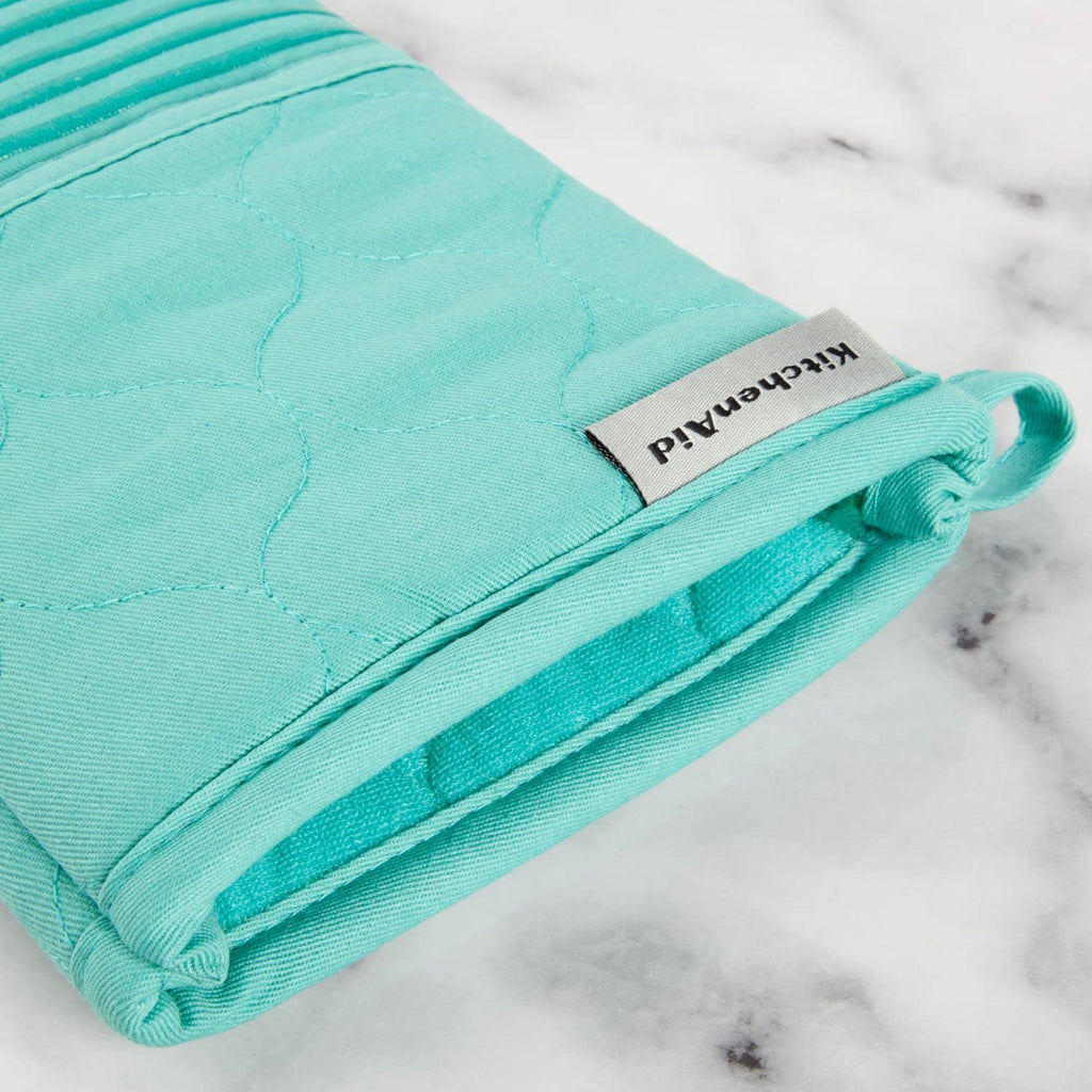 KITCHENAID Quilted Cotton Terry Cloth Oven Mitt, Pot Holder, Kitchen Towel 4-Pack Set, Heat Resistant, Silicone Grip, 16"x26", 7"x13" & 7"x10", Milkshake Tan