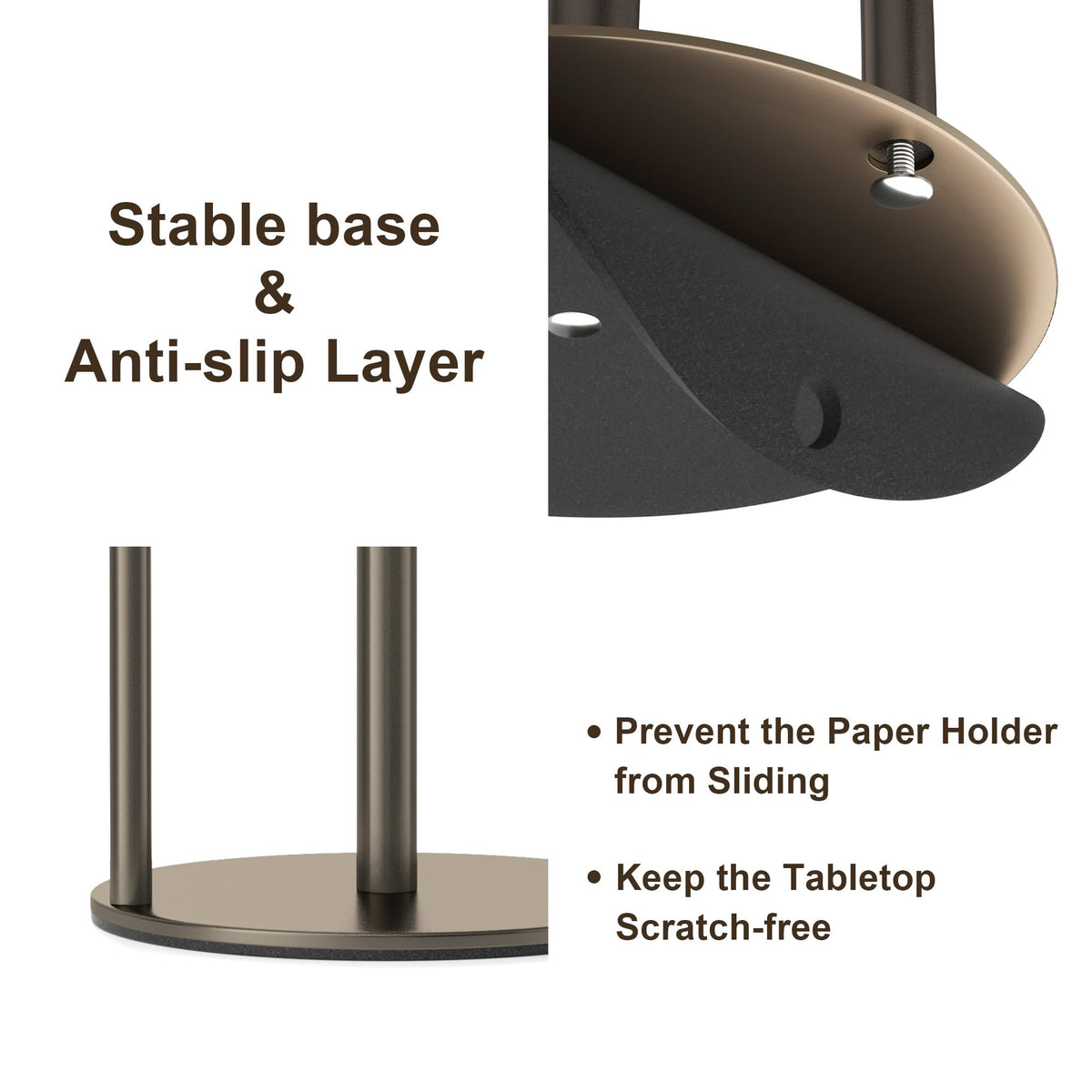 Paper Towel Holder Black Stainless Steel Kitchen Countertop Roll Organizer