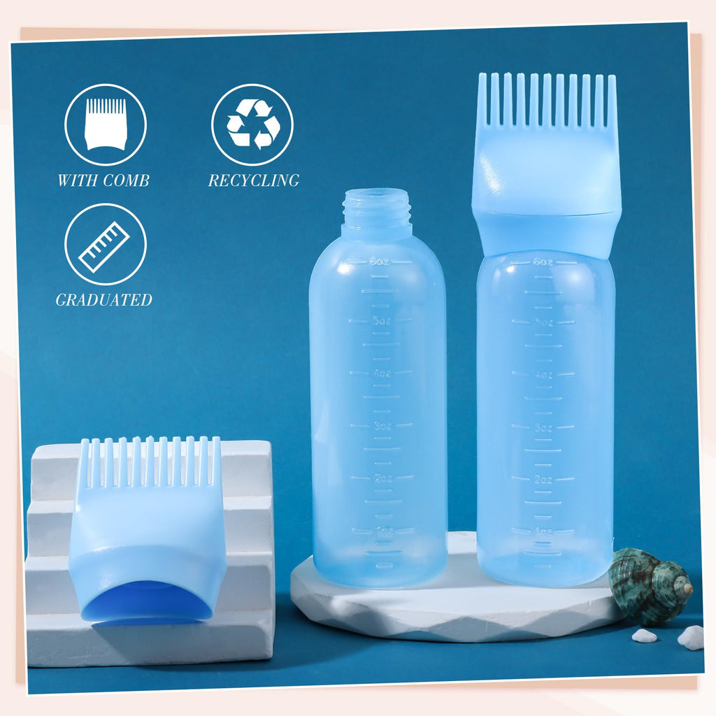 Pimoys 2Pcs 6Oz Root Comb Hair Dye Oil Applicator Bottles For Scalp, Purple