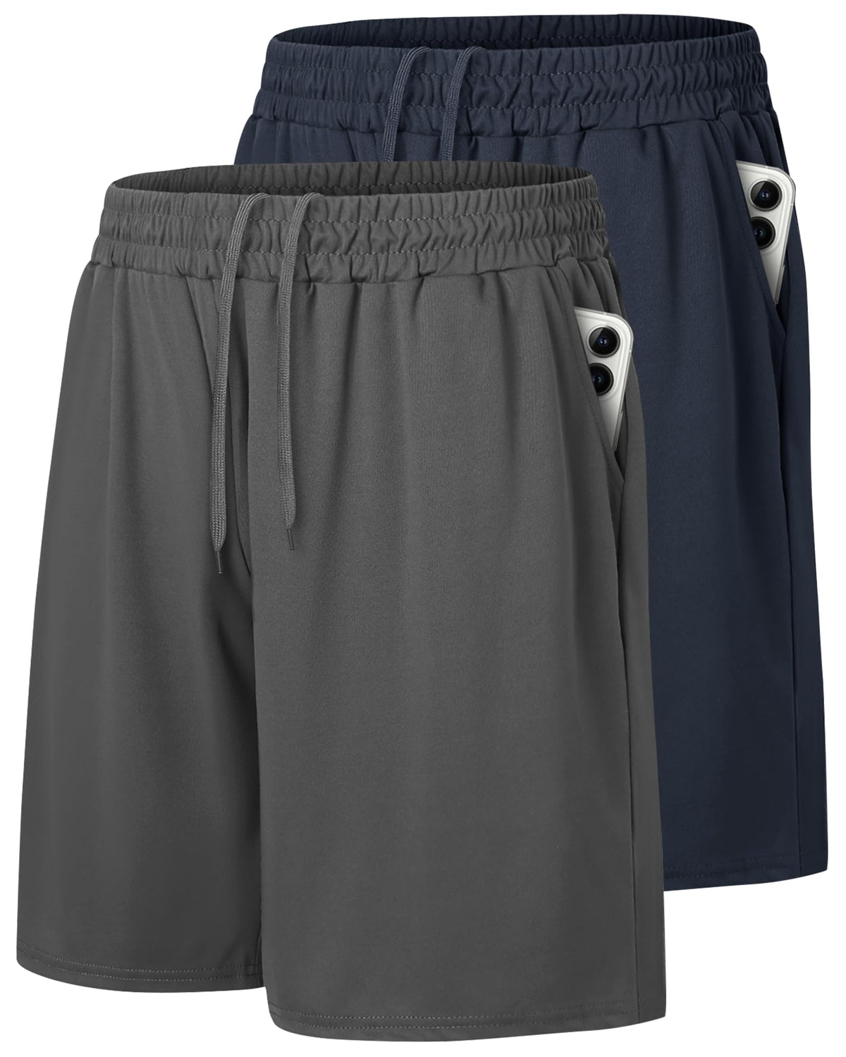 2 Pack Mens Gym Basketball Shorts - Athletic Black Workout Quick Dry Shorts