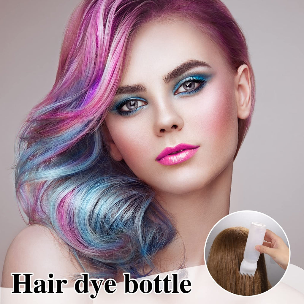 Pimoys 2Pcs 6Oz Root Comb Hair Dye Oil Applicator Bottles For Scalp, Purple
