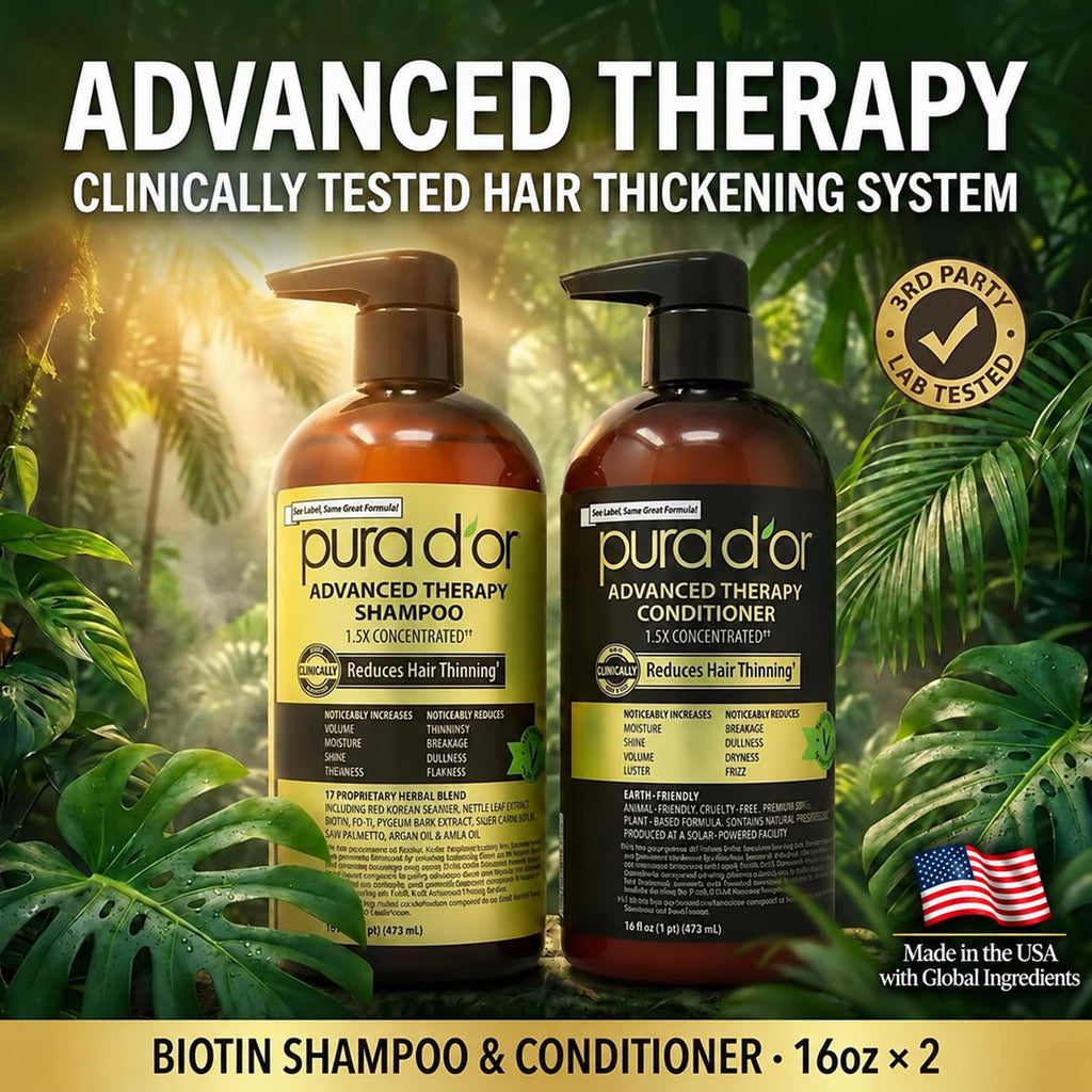 PURA D'OR Apple Cider Vinegar Shampoo & Conditioner Clarifying Set, 16oz x2