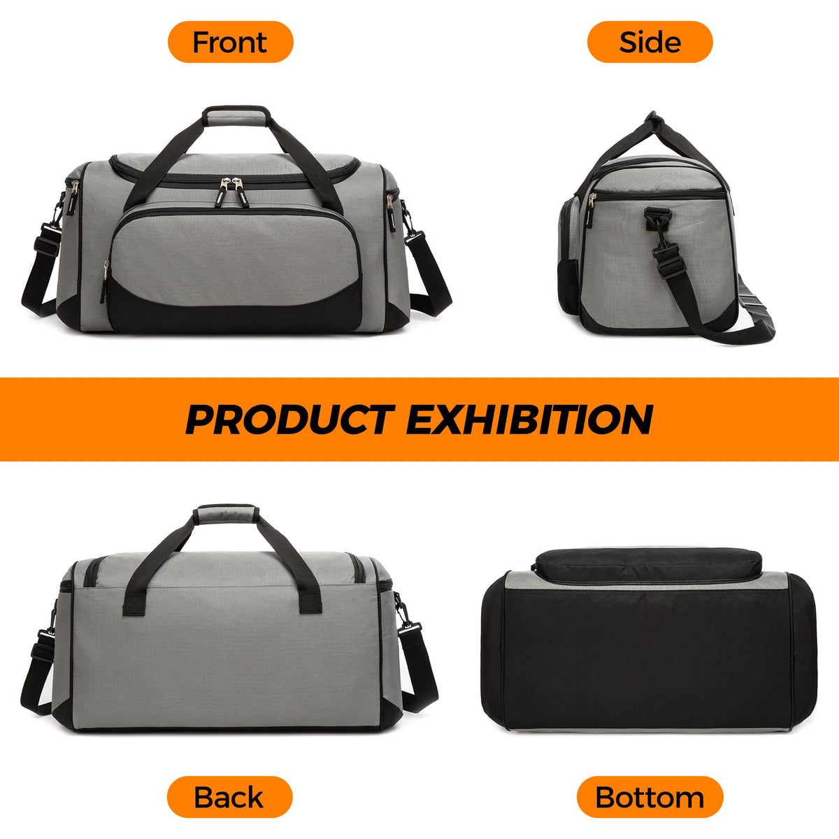 Gym Bag for Men & Women - 50L Large Duffle Bag for Travel, Black