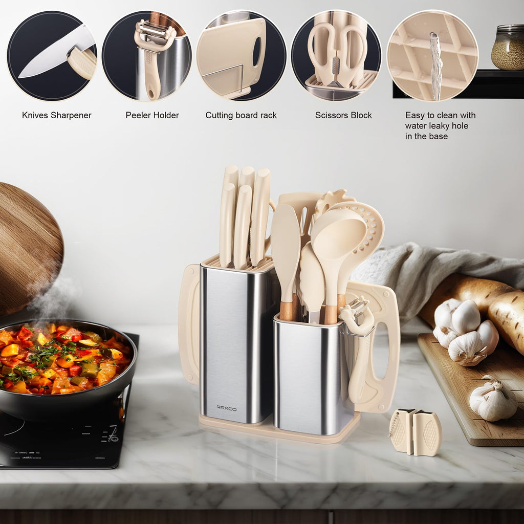 Kitchen Utensils Set,18-Piece Cooking Utensils and Knife Set,Black