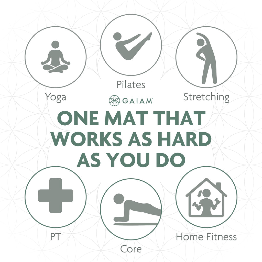 Gaiam Thick Yoga Mat, Exercise & Fitness Mat with Easy-Cinch Carrying Strap