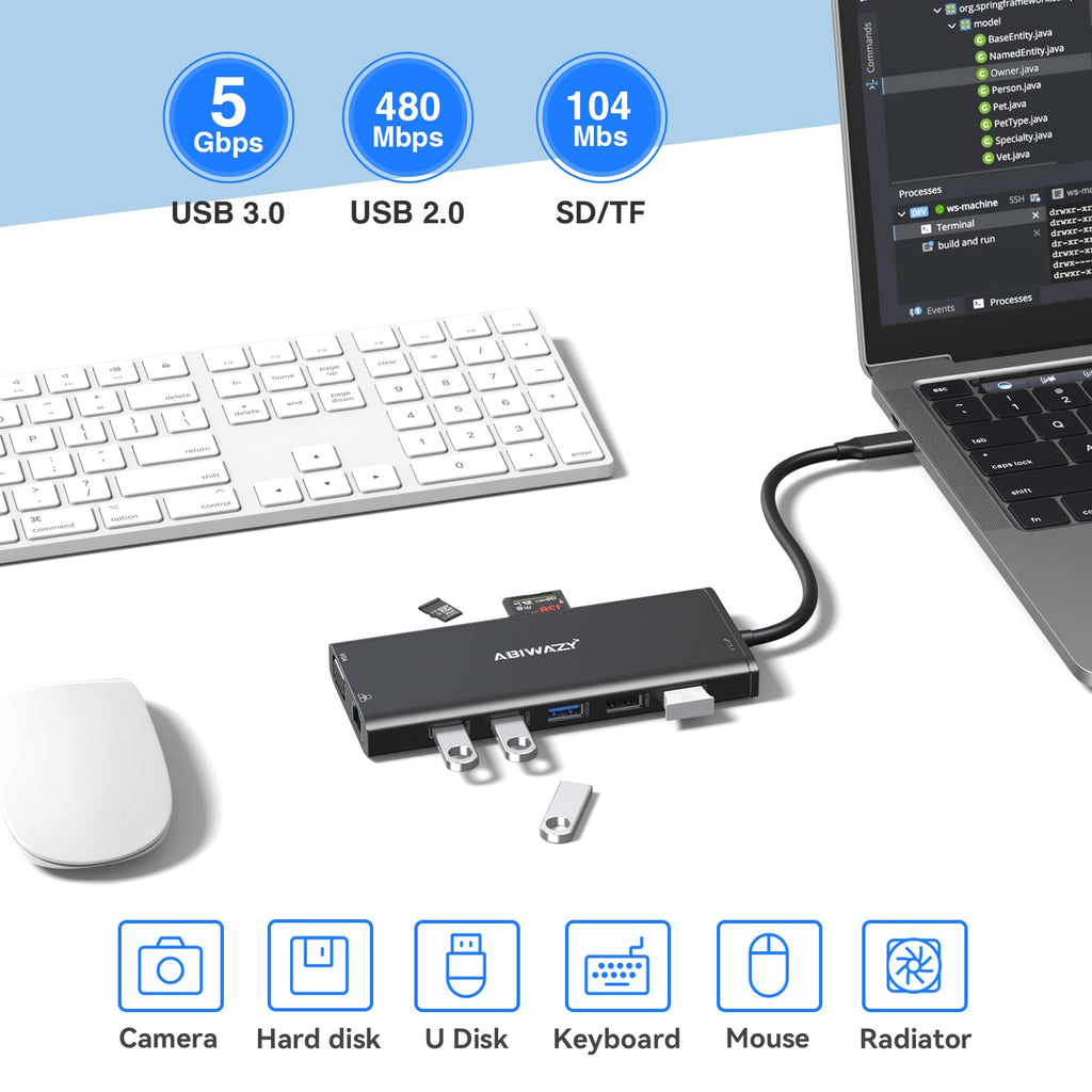 USB C Laptop Docking Station Dual Monitor HDMI USB C Hub Multiport Adapter