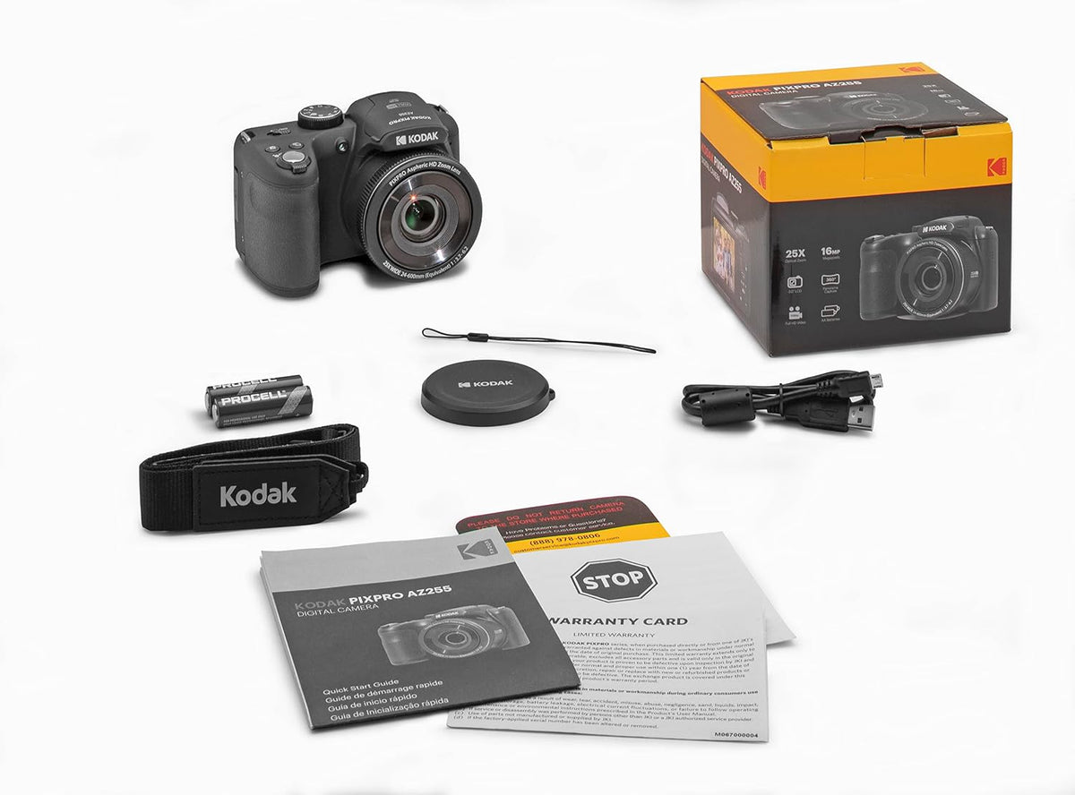 KODAK PIXPRO AZ255 16MP Digital Camera, 25x Optical Zoom, AA, OIS, Black