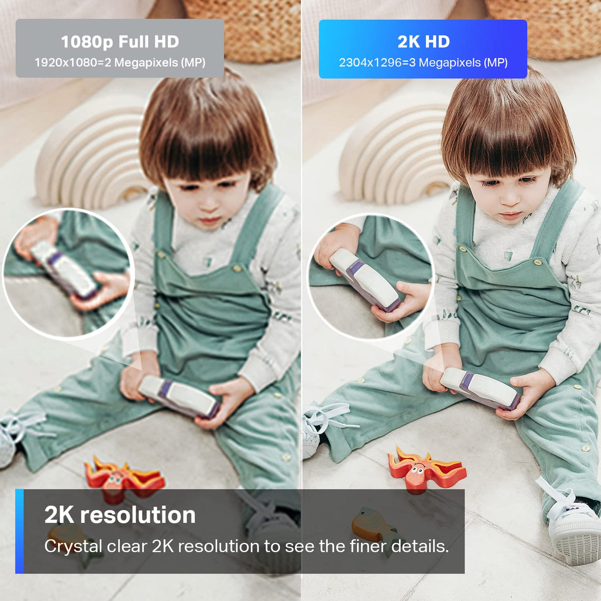 Tapo 2K Pan Tilt Security Camera for Baby Monitor, Dog Camera,C211(2-Pack)