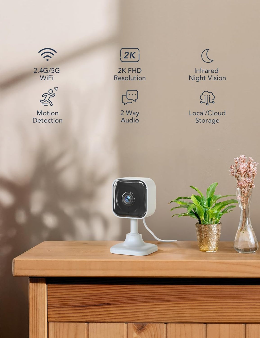 GNCC 2K Indoor Security Camera, Baby Monitor, Dog Camera, Wired, 4 Packs