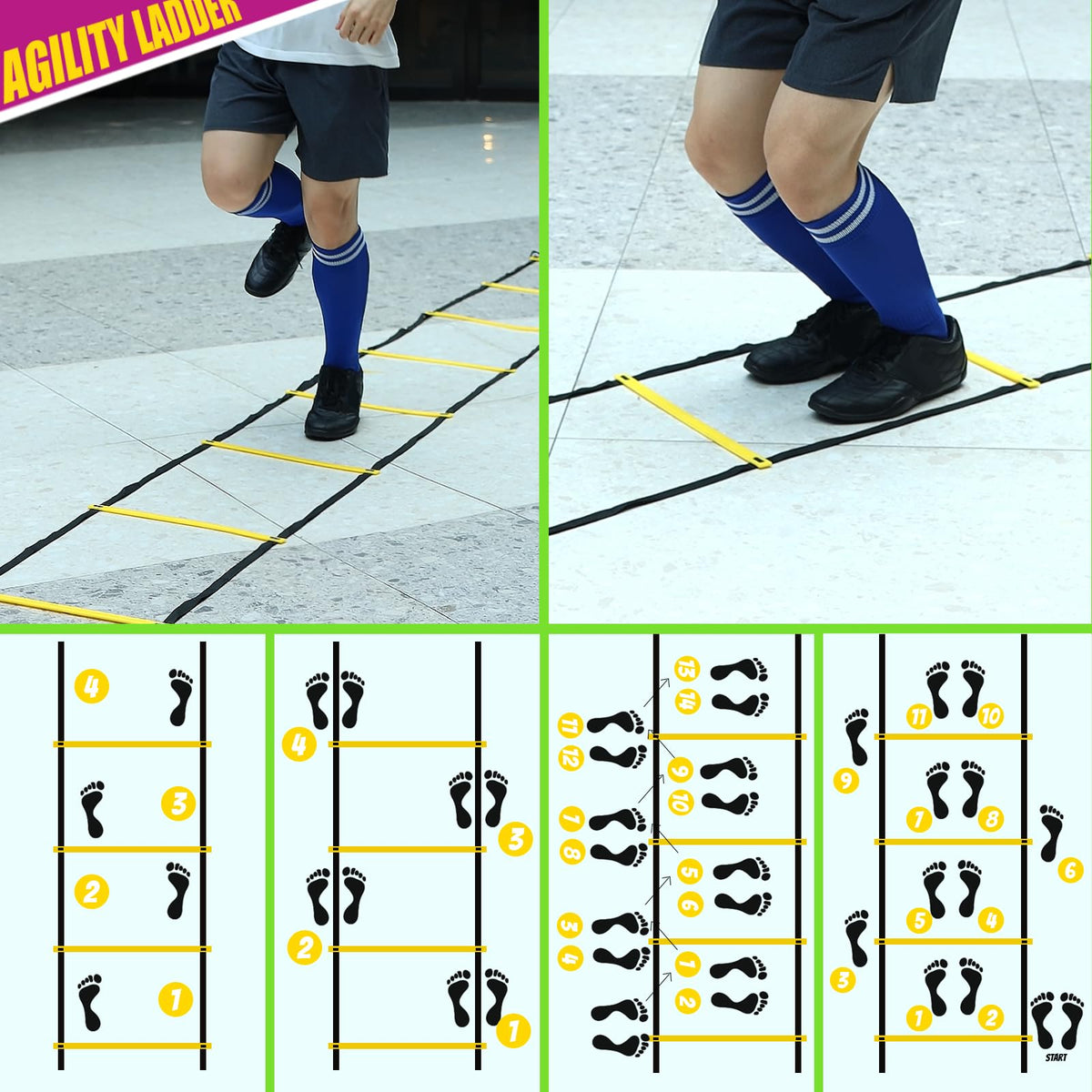 Teenitor Agility Ladder Speed Ladder Training Ladder for Soccer, Speed, Football Fitness Feet Training Carry Bag Agility Training Equipment 13 rungs, 23 feet