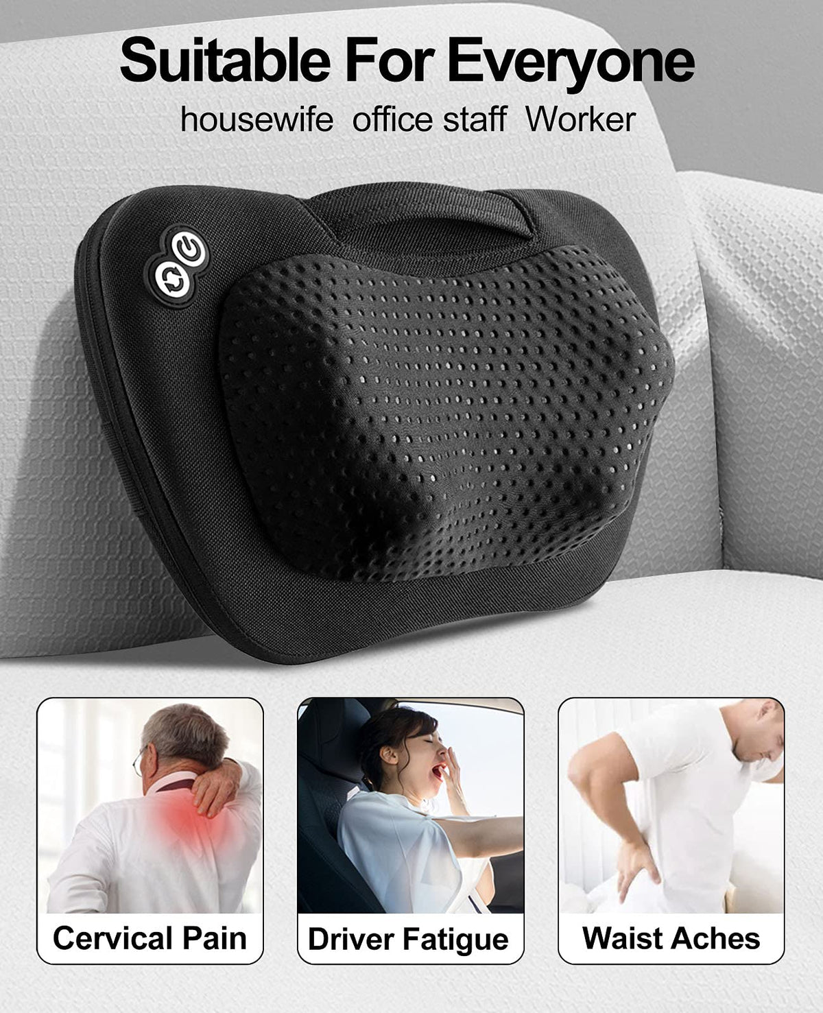 VIKTOR JURGEN Shiatsu Back Massager with Heat for Pain Relief, Gray