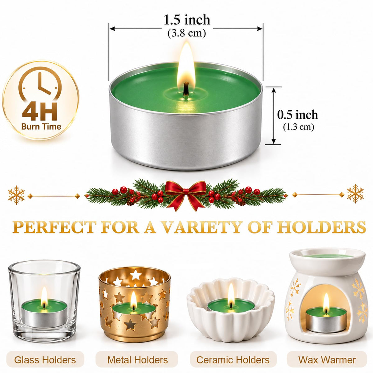 Tea Lights Candles 80 Pack, 4 Hour Palm Wax Tealight Candle Set