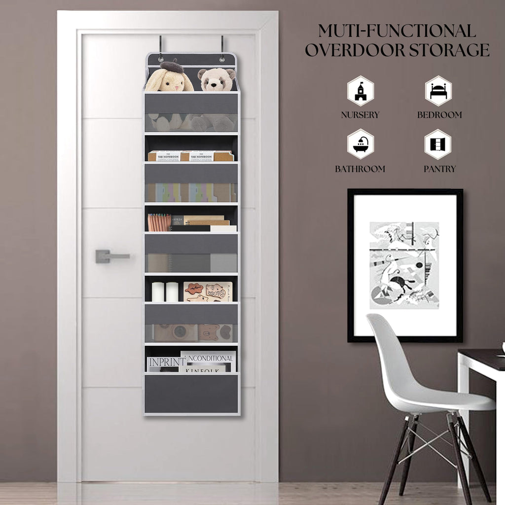 TYMENSH Over the Door Organizer for Bedroom Bathroom Pantry, 5 Shelf Black