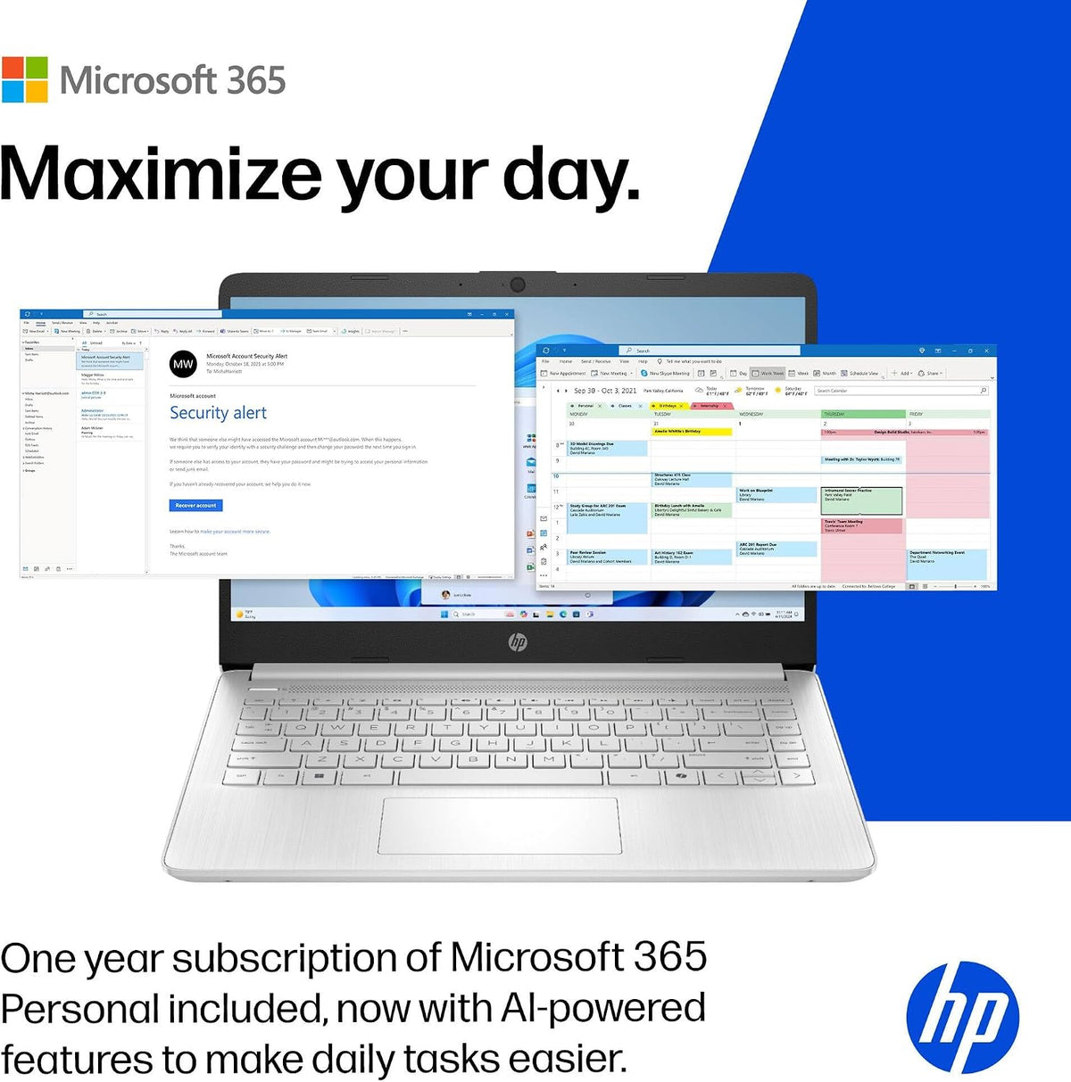 HP 2026 Everyday Laptop, Intel CPU, 128GB Storage, Copilot AI, Office 365