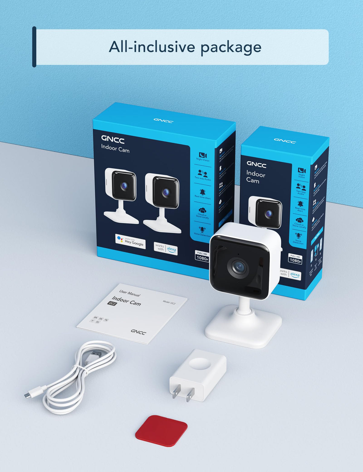 GNCC 2K Indoor Security Camera, Baby Monitor, Dog Camera, Wired, 4 Packs