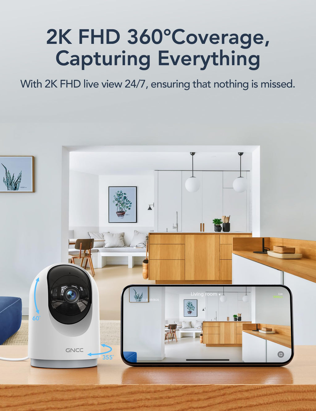 GNCC 5G Cameras for Home Security Indoor, Pet/Dog/Baby w Phone App, 4Pcs