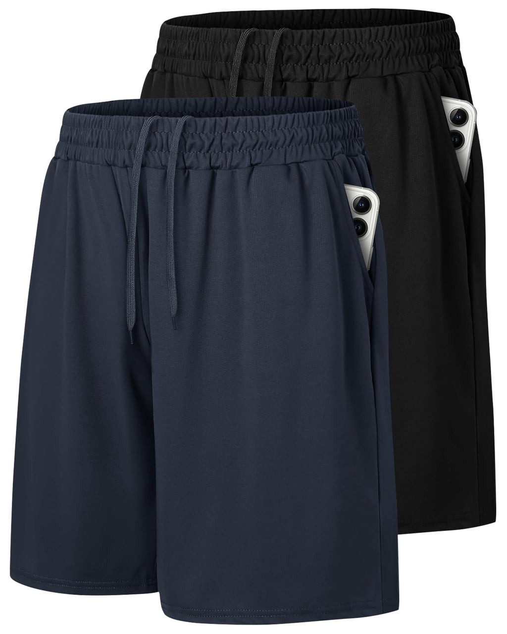 2 Pack Mens Gym Basketball Shorts - Athletic Black Workout Quick Dry Shorts