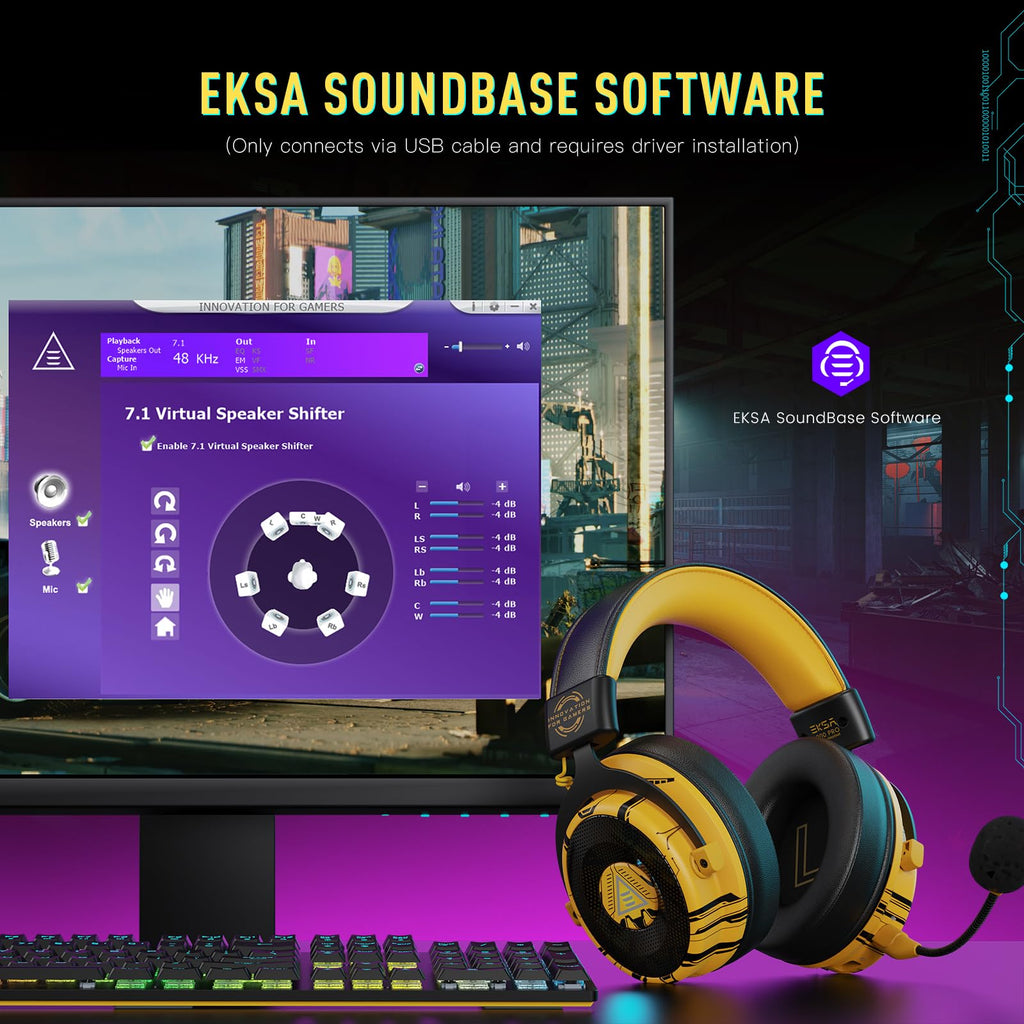 EKSA E900 Pro USB Gaming Headset for PC, 7.1 Surround Sound, 50MM Driver