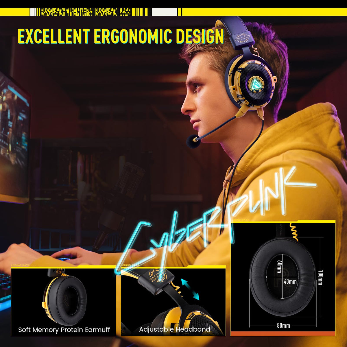 EKSA E900 Pro USB Gaming Headset for PC, 7.1 Surround Sound, 50MM Driver