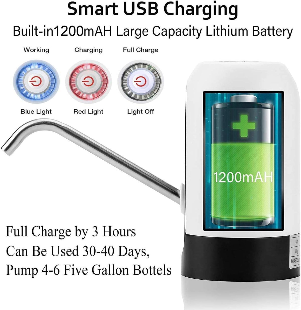 Water Bottle Pump 5 Gallon Water bottle dispenser USB Charging Automatic Drinking Water Pump Portable Electric Water Dispenser Water Bottle Switch