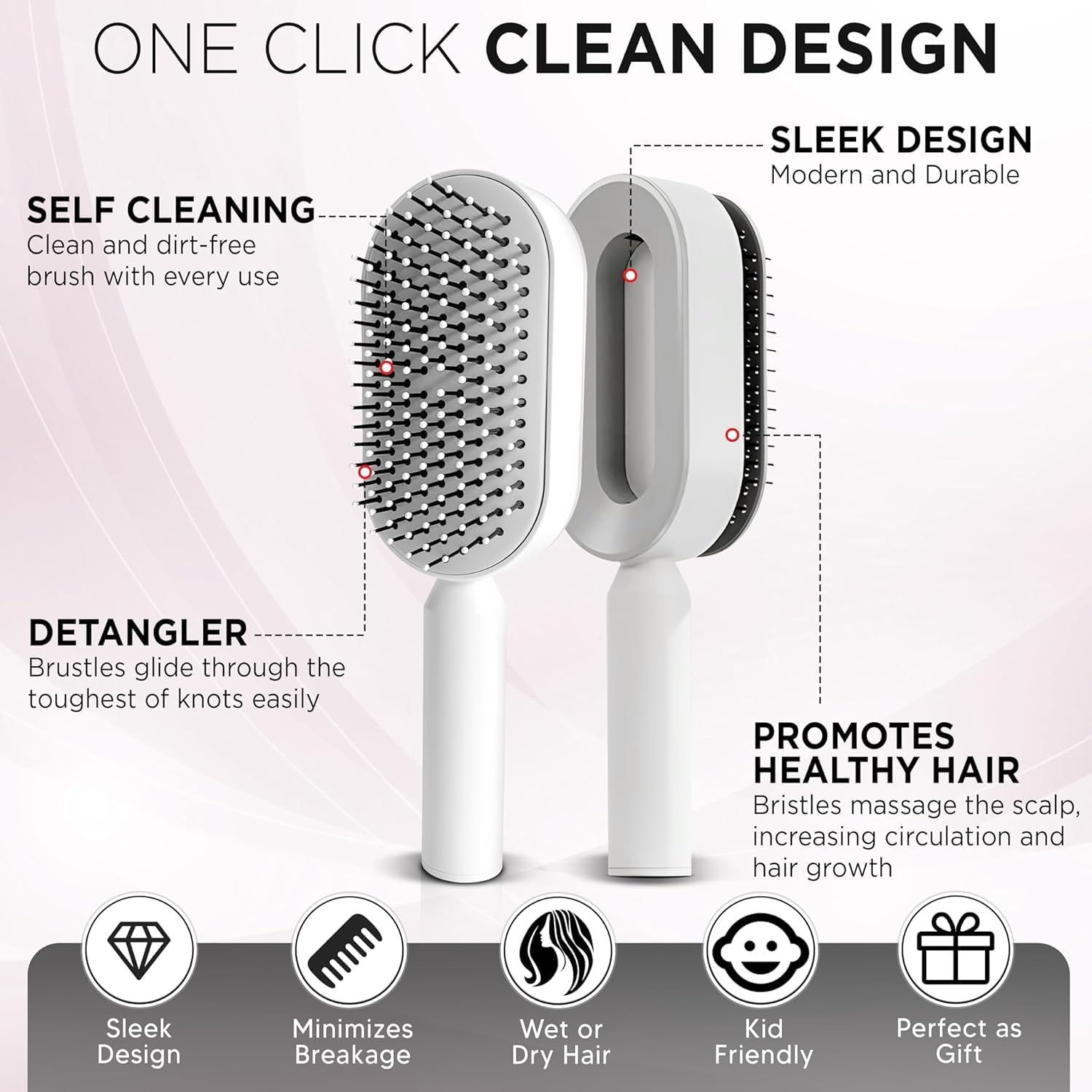 Hair Brush New 3d Air Cushion Brush For Hair Massage, Sleek Hair Brush, Curly Hair Brush, For All Hair-Easy Clean Hair Brush Women & Men Detangling Hair Brush (Purple)