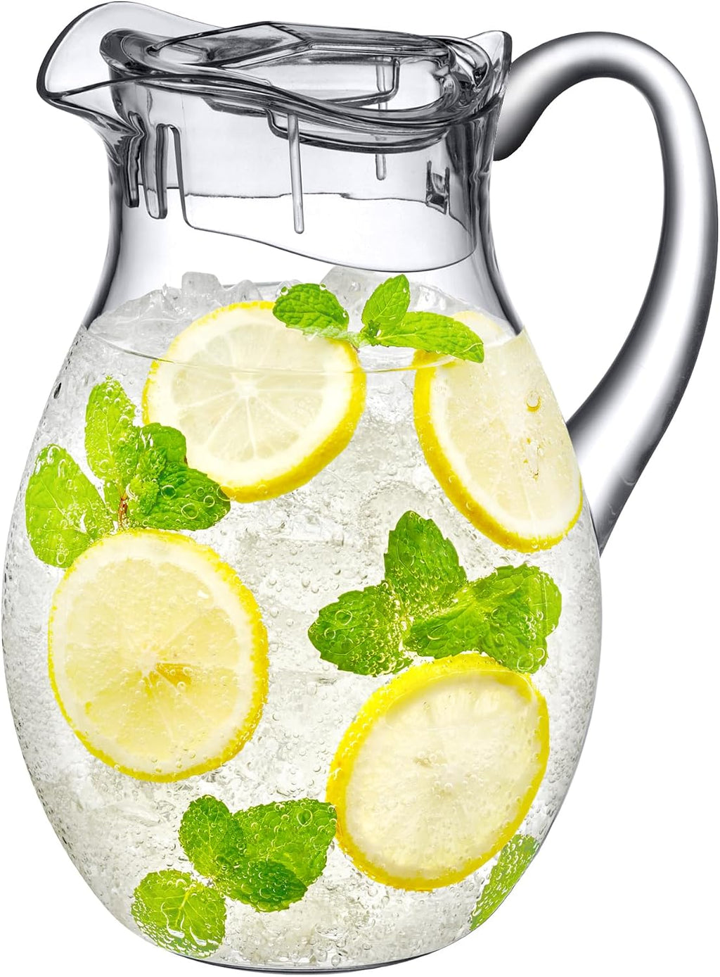 Bubbly - Plastic Pitcher (64 oz, 2 Quart), Clear Water Pitcher with Lid, Fridge Jug, BPA-Free, Shatter-Proof, Great for Iced Tea, Sangria, Lemonade, Juice, Milk, and More