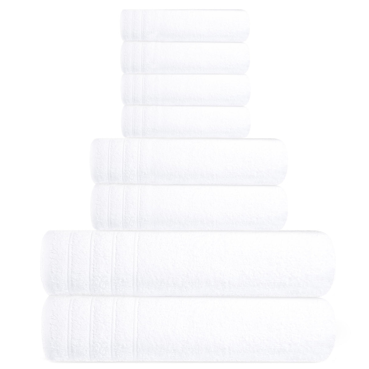 Tens Towels 8 Piece Towel Set, 2 XL Bath, 2 Hand, 4 Washcloth, Black