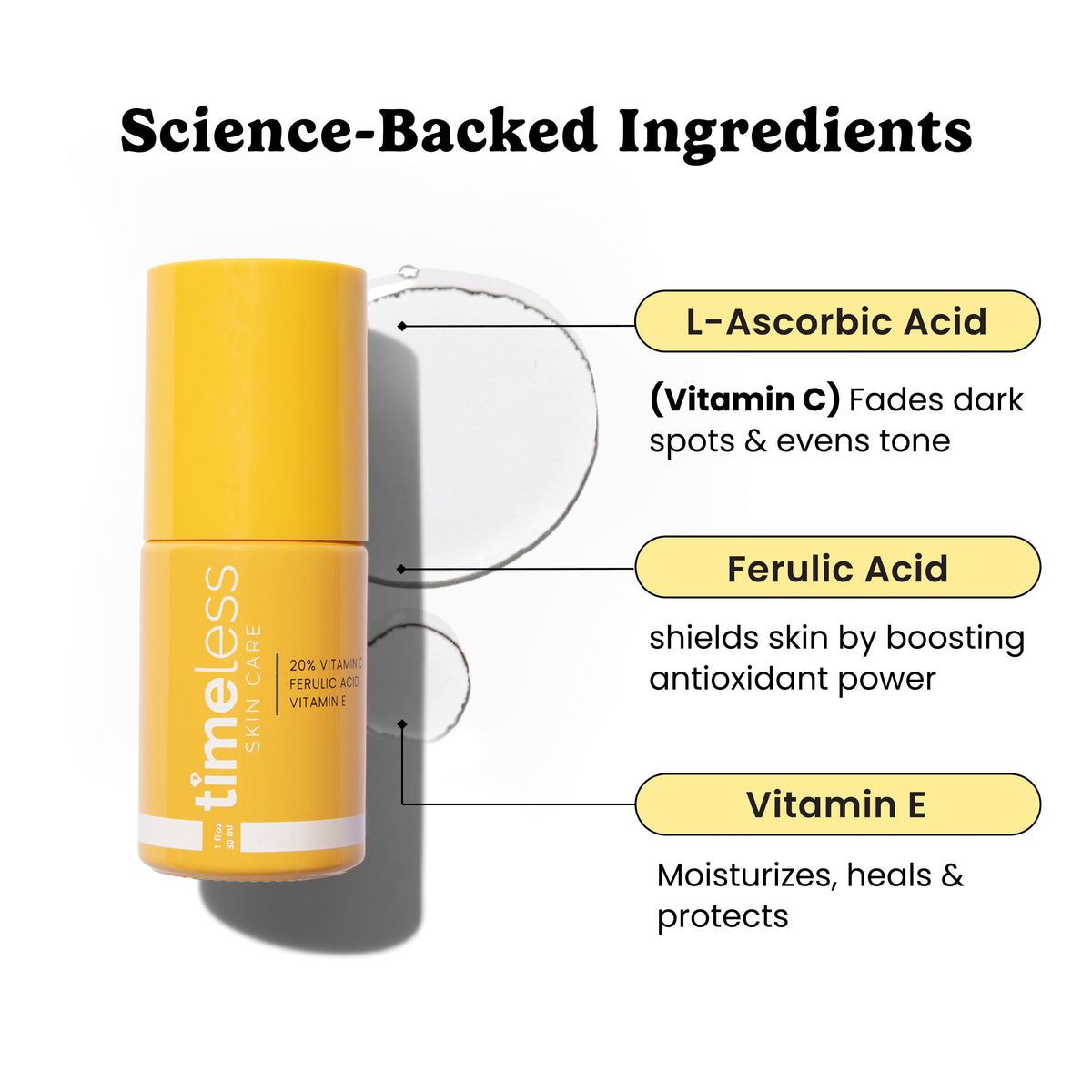 Timeless 20% Vitamin C + E Ferulic Acid Serum, Antioxidant, 1 fl oz