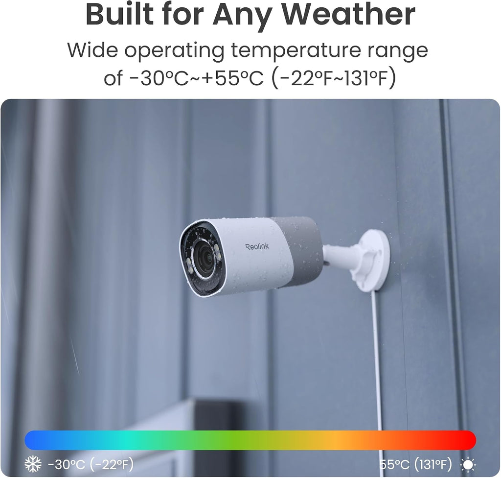 ريو لينك كاميرا مراقبة سلكية 4K 8MP PoE للاستخدام الداخلي/الخارجي، رؤية