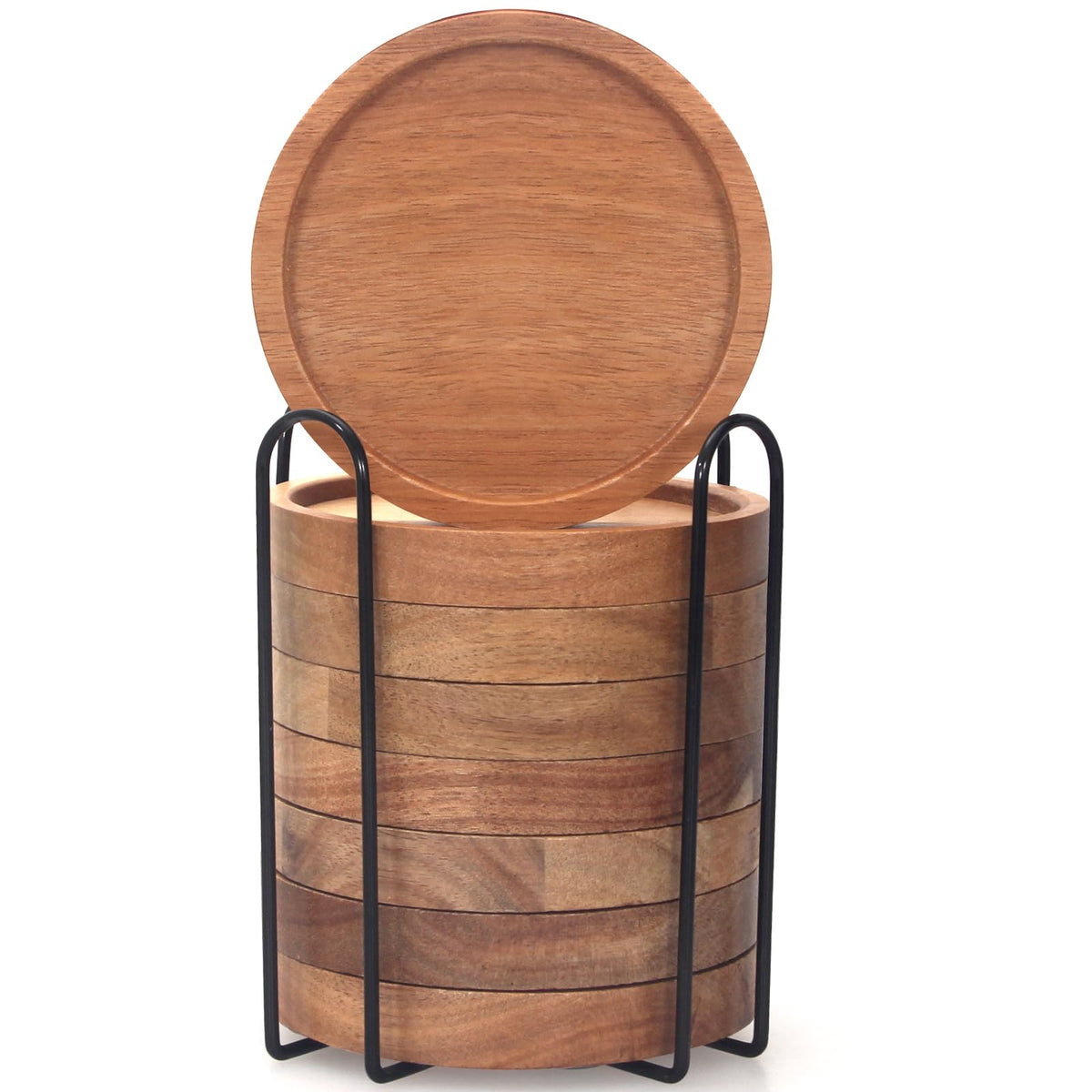 Wooden Coaster Set of 6 Coffee Table Decor Bar Cup Drink Coasters Holder