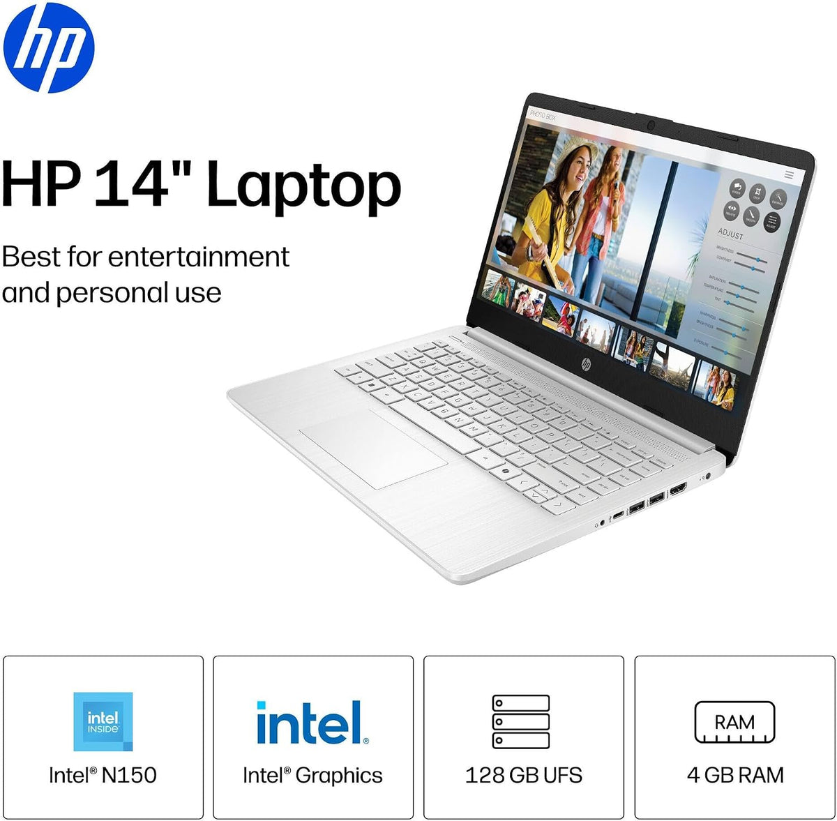 HP 2026 Everyday Laptop, Intel CPU, 128GB Storage, Copilot AI, Office 365